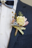 Load image into Gallery viewer, Apricot Prom Wrist Corsage and Men‘s Boutonniere For Wedding