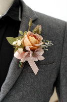Load image into Gallery viewer, Elegant Blush Prom Wrist Corsage and Men‘s Boutonniere For Wedding Party