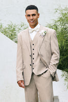 Load image into Gallery viewer, Ivory Peak Lapel Pinstripe Single Breasted 3 Piece Prom Suits