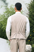 Load image into Gallery viewer, Ivory Peak Lapel Pinstripe Single Breasted 3 Piece Prom Suits