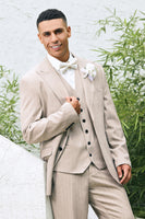 Load image into Gallery viewer, Ivory Peak Lapel Pinstripe Single Breasted 3 Piece Prom Suits