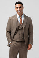 Load image into Gallery viewer, Brown Peak Lapel Single Breasted 3 Piece Prom Suits