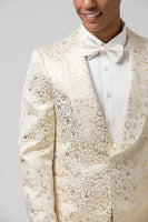 Load image into Gallery viewer, Shawl Lapel Champagne One Button Jacquard Prom Blazer