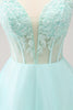 Load image into Gallery viewer, Green A-Line Spaghetti Straps Corset Short Homecoming Dress