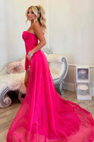 Load image into Gallery viewer, Hot Pink Strapless Short Homecoming Dress with Draped Sash