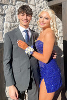 Load image into Gallery viewer, Sparkly Blush Bodycon Sequins Short Corset Homecoming Dress with Slit