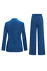 Load image into Gallery viewer, 2 Piece Ink Blue Stripe Notched Lapel Long Sleeves Women Prom Suits