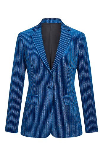 2 Piece Ink Blue Stripe Notched Lapel Long Sleeves Women Prom Suits