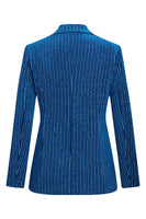 Load image into Gallery viewer, 2 Piece Ink Blue Stripe Notched Lapel Long Sleeves Women Prom Suits