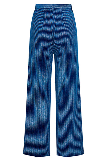 2 Piece Ink Blue Stripe Notched Lapel Long Sleeves Women Prom Suits