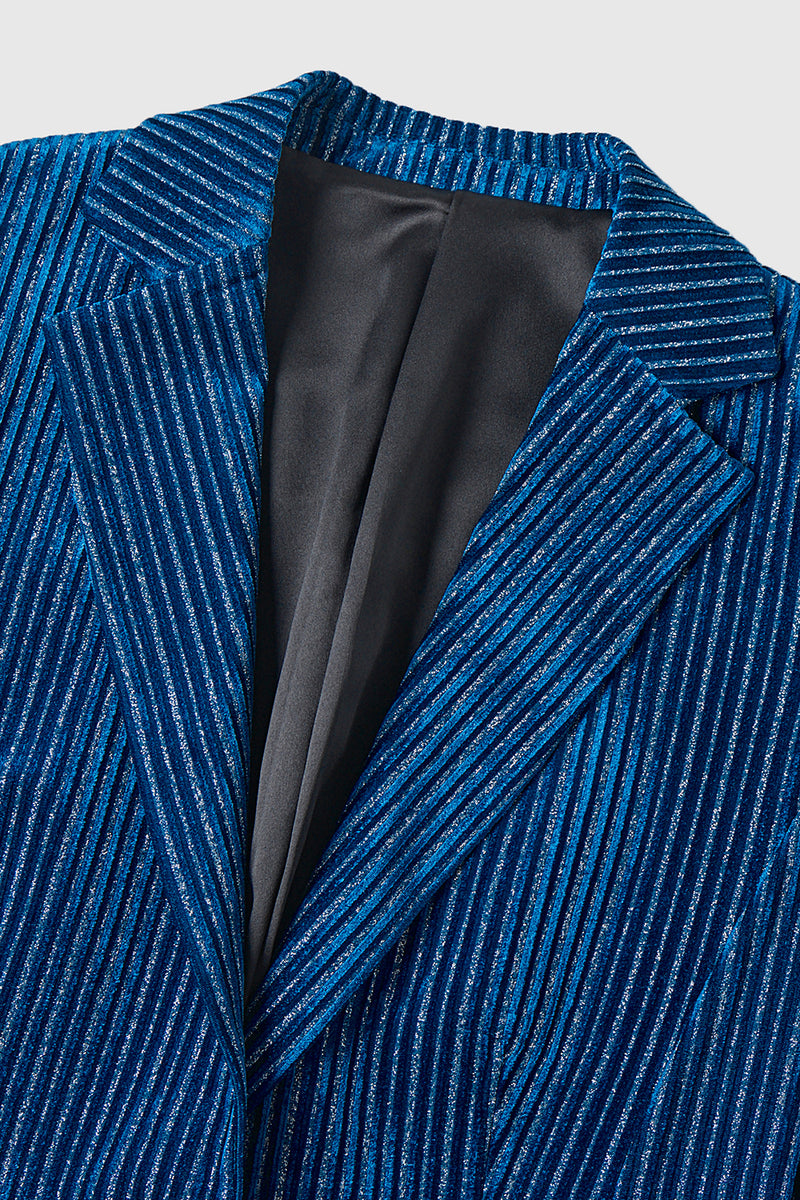 Load image into Gallery viewer, 2 Piece Ink Blue Stripe Notched Lapel Long Sleeves Women Prom Suits
