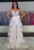 Load image into Gallery viewer, Black Strapless Appliqued Ruffled A-Line Prom Dress with Bow