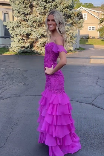 Black Corset Appliqued Lace Long Prom Dress with Slit