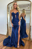 Load image into Gallery viewer, Fuchsia Corset Strapless Mermaid Long Prom Dress with Slit