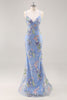 Load image into Gallery viewer, Sparkly Peacock Floral Mermaid Long Prom Beaded Dress with Sequins