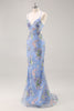 Load image into Gallery viewer, Sparkly Peacock Floral Mermaid Long Prom Beaded Dress with Sequins