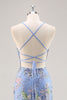 Load image into Gallery viewer, Sparkly Lilac Floral Mermaid Long Backless Prom Dress with Beading