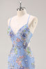 Load image into Gallery viewer, Sparkly Lilac Floral Mermaid Long Backless Prom Dress with Beading