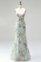 Load image into Gallery viewer, Sparkly Navy Embroidered Long Prom Dress with Lace Up