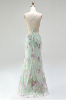 Load image into Gallery viewer, Sparkly Navy Embroidered Long Prom Dress with Lace Up