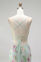 Load image into Gallery viewer, Sparkly Lilac Floral Mermaid Long Backless Prom Dress with Beading