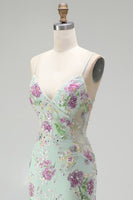 Load image into Gallery viewer, Sparkly Blue Floral Mermaid Long Prom Dress with Beading
