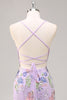 Load image into Gallery viewer, Sparkly Lilac Floral Mermaid Long Backless Prom Dress with Beading