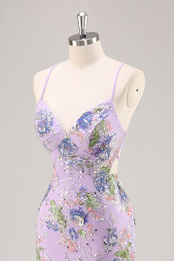 Sparkly Peacock Floral Mermaid Long Prom Beaded Dress with Sequins