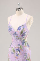 Load image into Gallery viewer, Sparkly Blue Floral Mermaid Long Prom Dress with Beading