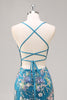 Load image into Gallery viewer, Sparkly Lilac Floral Mermaid Long Backless Prom Dress with Beading