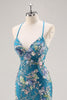 Load image into Gallery viewer, Sparkly Peacock Floral Mermaid Long Prom Beaded Dress with Sequins