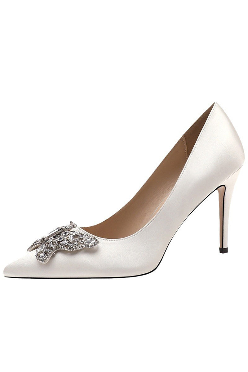 Load image into Gallery viewer, Simple Pointed-Toe Satin Bow Stiletto High Heels for Women