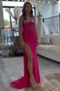 Load image into Gallery viewer, Dark Green Mermaid Spaghetti Straps Corset Long Prom Dress with Slit