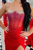 Load image into Gallery viewer, Dark Green Mermaid Spaghetti Straps Corset Long Prom Dress with Slit