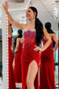 Load image into Gallery viewer, Dark Green Mermaid Spaghetti Straps Corset Long Prom Dress with Slit