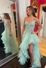Load image into Gallery viewer, Sage A Line Spaghetti Straps asymmetrical Prom Dress With Beading