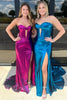 Load image into Gallery viewer, Chameleon Dark Green Corset Long Prom Dress with Slit