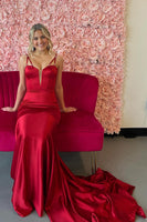 Load image into Gallery viewer, Burgundy Corset Spaghetti Straps Long Prom Dress
