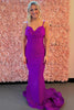 Load image into Gallery viewer, Purple Backless Spaghetti Straps Long Satin Prom Dress