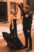 Load image into Gallery viewer, Sparkly Black Strapless Mermaid Long Prom Dress with Beading