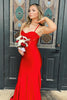 Load image into Gallery viewer, Elegant Red Mermaid Spaghetti Straps Long Satin Prom Dress