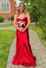 Load image into Gallery viewer, Elegant Red Mermaid Spaghetti Straps Long Satin Prom Dress