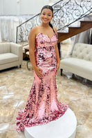 Load image into Gallery viewer, Sparkly Rose Gold Sequin Strapless Long Prom Dress