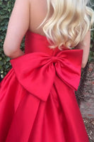 Load image into Gallery viewer, Elegant Red A Line Satin Long Prom Dress with Bow