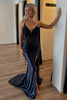 Load image into Gallery viewer, Sparkly Black Spaghetti Straps Mermaid Long Corset Prom Dress with Slit