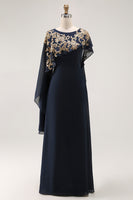 Load image into Gallery viewer, Sparkly Navy Chiffon Mother of the Bride Dress with Beading