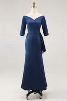 Load image into Gallery viewer, Elegant Peacock Off the Shoulder Long Mother of the Bride Dress with Sash
