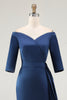 Load image into Gallery viewer, Elegant Navy Off the Shoulder Long Mother of the Bride Dress with Sleeves