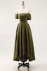 Load image into Gallery viewer, Olive Satin Off the Shoulder Asymmetrical Mother of the Bride Dress