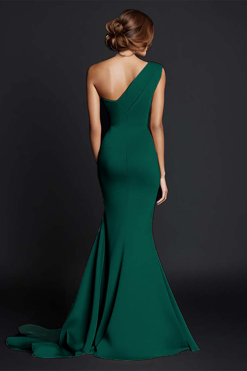 Load image into Gallery viewer, One Shouder Dusty Rose Mermaid Long Satin Formal Dress